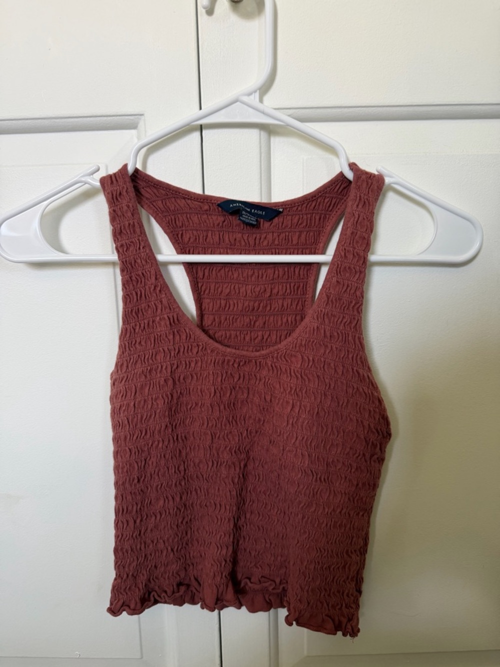 American Eagle Outfitters Dusty Rose Smocked Racerback Tank